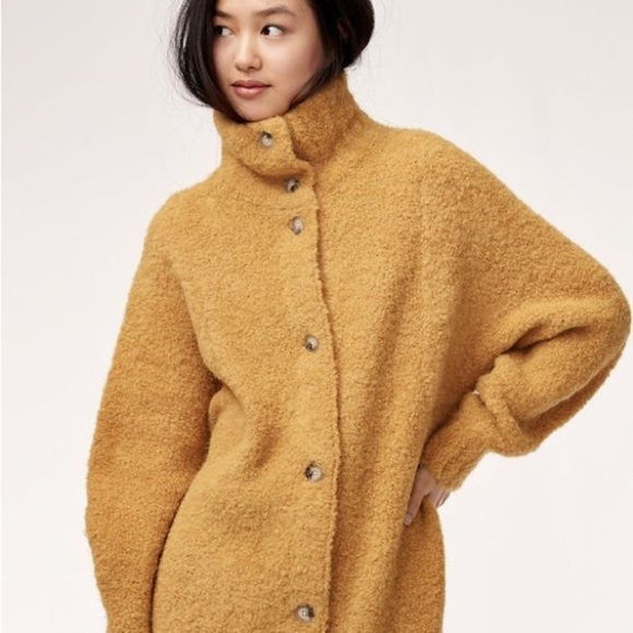 Aritzia Wilfred camel brown Karlis fuzzy alpaca cardigan jacket - XS NWT - Picture 2 of 4
